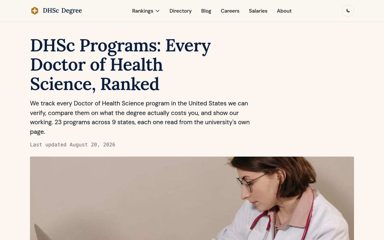 Homepage of dhscdegree.com